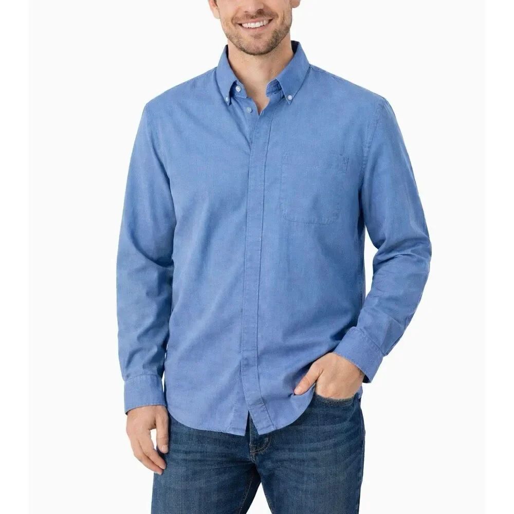Armani Exchange blue flat front slim fit button down large